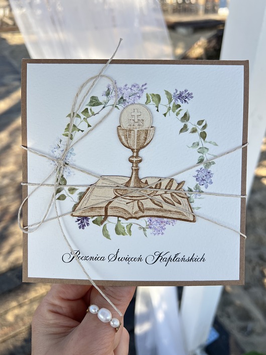 kartki scrapbooking Kartka z okazji rocznicy święceń kapłańskich - ręcznie robiona