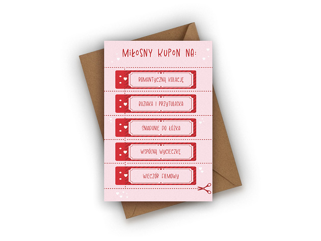 kartki okolicznościowe - wydruki Kartka walentynkowa- Miłosne kupony