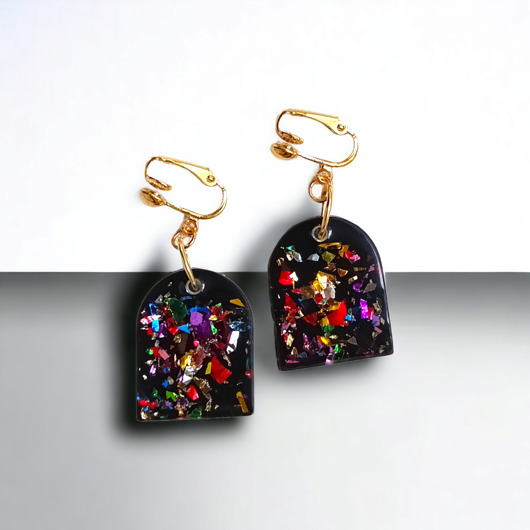 klipsy UNIKATOWE klipsy z żywicy : kolekcja CARNIVAL II