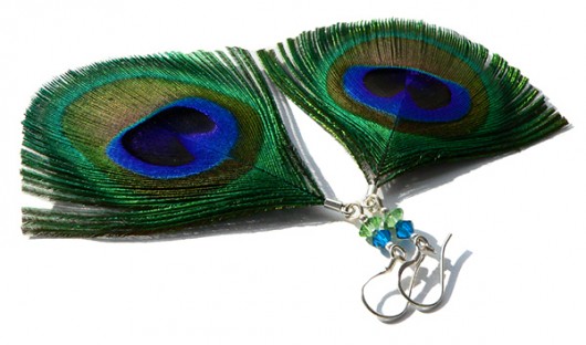 pawie oczka i kryształ Swarovski Stella