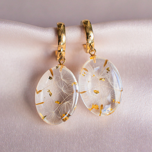 kolczyki z żywicy Kolczyki z rzęsek dmuchawca