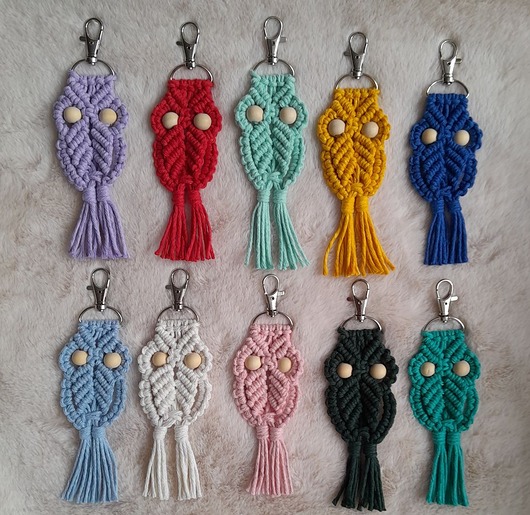 makramy Breloczki sówki, makrama.