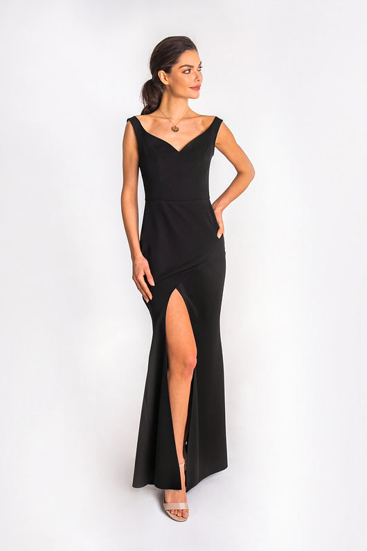 sukienki maxi damskie Sukienka "Rozalia" - czarna maxi