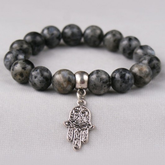 wyjątkowy LABRADORYT & hamsa kaktusia