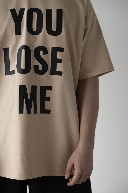 t-shirty męskie T-Shirt Oversize FLOW Beige (z nadrukiem)