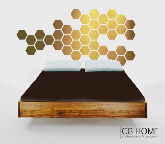 złote SZEŚCIOKĄTY 42 sztuki naklejka HEXAGON Cghome