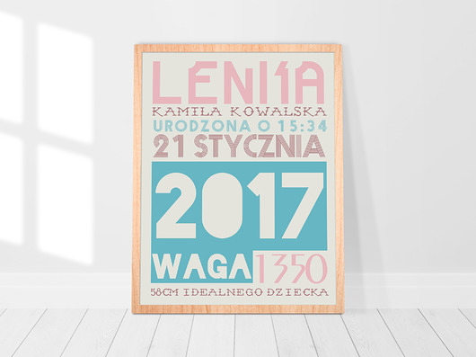 Metryczka dla dziecka - Plakat typograficzny  A3 Bajkowe Obrazki