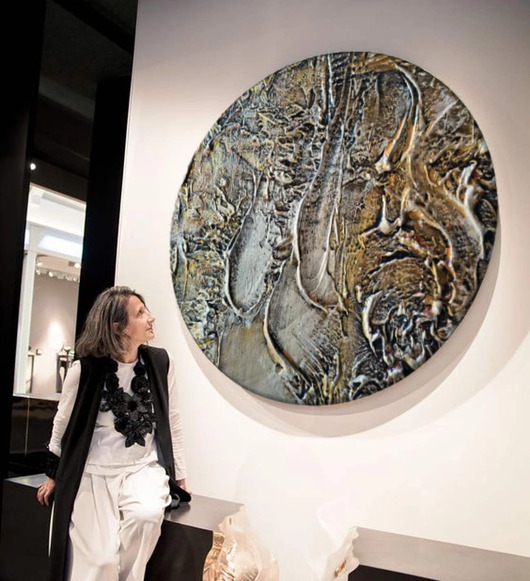 obrazy Obraz koło ręcznie malowany metaliczny fi 80cm ZAKROCKA