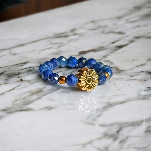 pierścionki elastyczne Pierścionek :: lapis lazuli i złoty hematyt