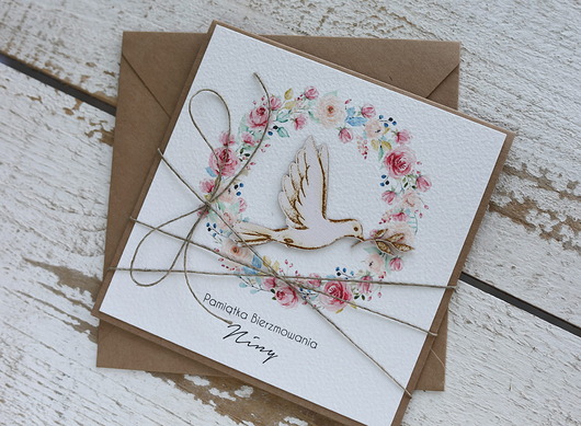 kartki scrapbooking Ręcznie robiona kartka na bierzmowanie - pamiątka bierzmowania