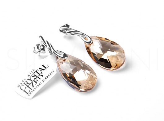  Kolczyki kryształ SWAROVSKI Almond Golden shadow silverine