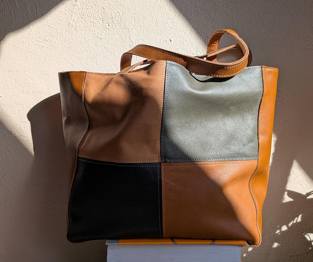 torby na ramię Duża koniakowa skórzana torba