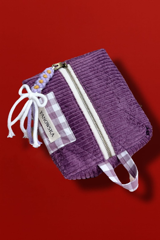 Akcesoria pozostałe Sztruksowa pikowana kosmetyczka, MAUVE