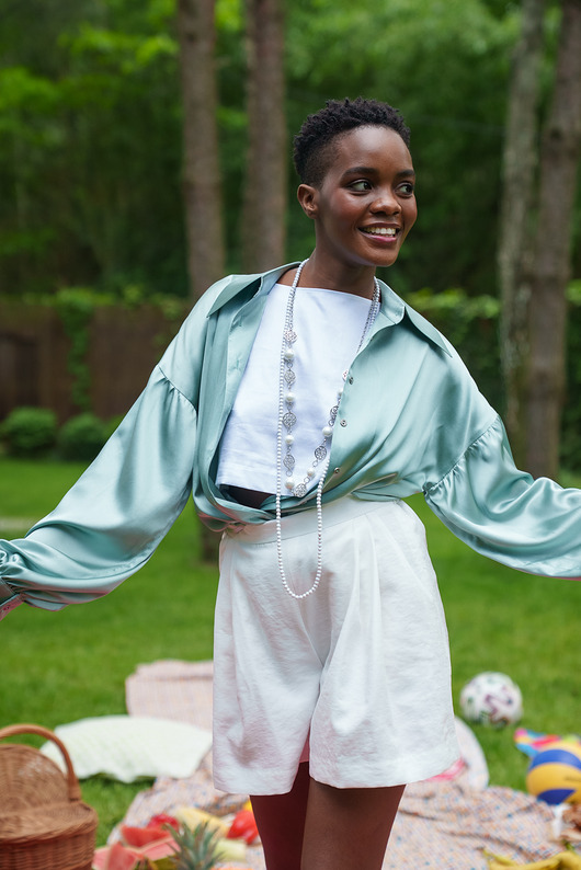 koszule damskie  Sage Silk Shirt