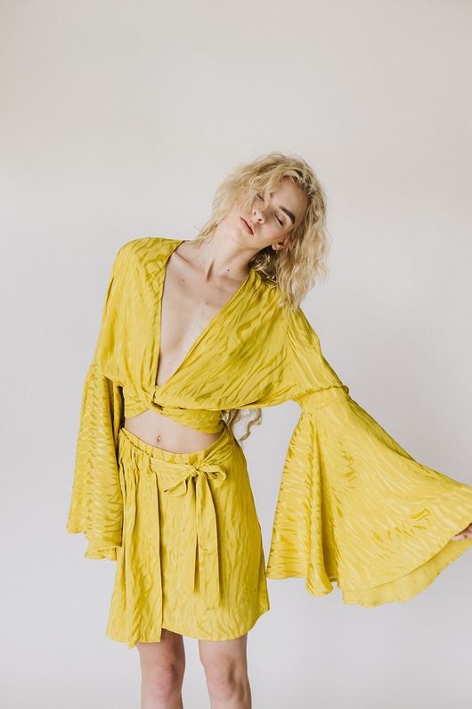 bluzki z długim rękawem damskie Bluzka Hippie Yellow Print