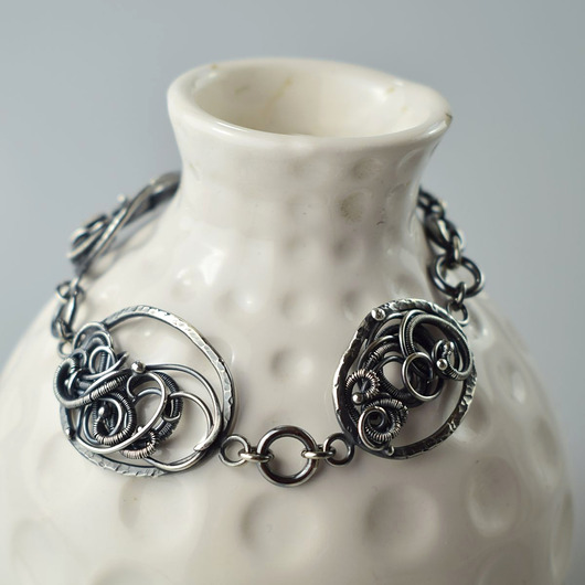 bransoletki wire wrapping Soreva - srebrna bransoletka wire-wrapping II