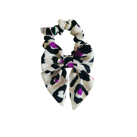 gumki do włosów Scrunchie do włosów, gumka do włosów z KOKARDĄ Panterkowy pop
