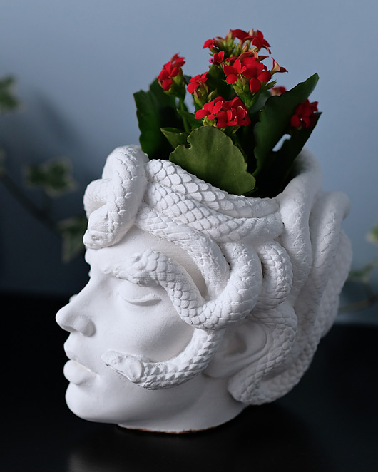 doniczki Osłonka doniczka głowa Gorgona rzeźba