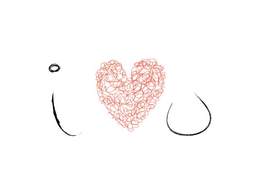 I LOVE YOU red 30 x 40 cm loonybin