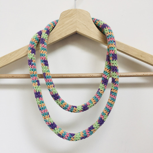 naszyjniki - inne Naszyjnik dzianinowy boho handmade bawełna