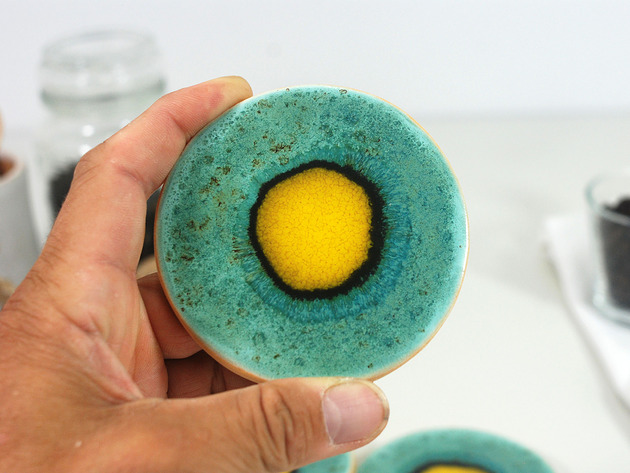 podkładki do kuchni Ceramiczne podkładki na stół - pawie oko