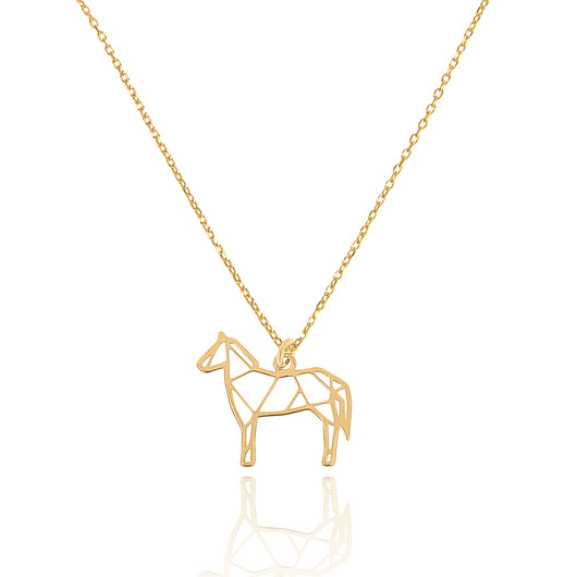 złote naszyjniki Naszyjnik srebrny pozłacany z koniem origami