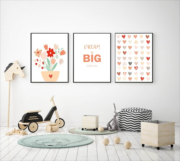 obrazy i plakaty do pokoju dziecięcego Zestaw 3 plakatów Dream big