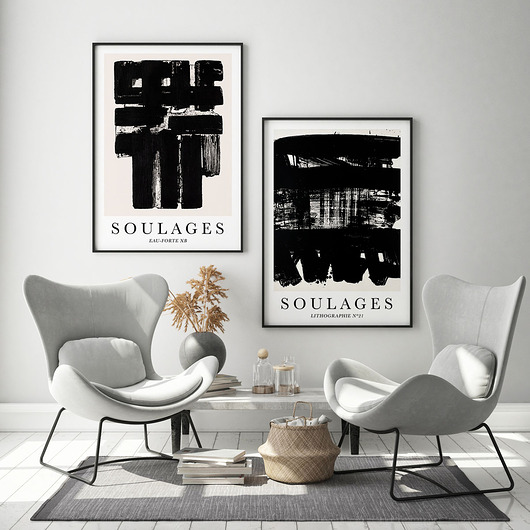 plakaty Zestaw plakatów -  Soulages balck and white set v2