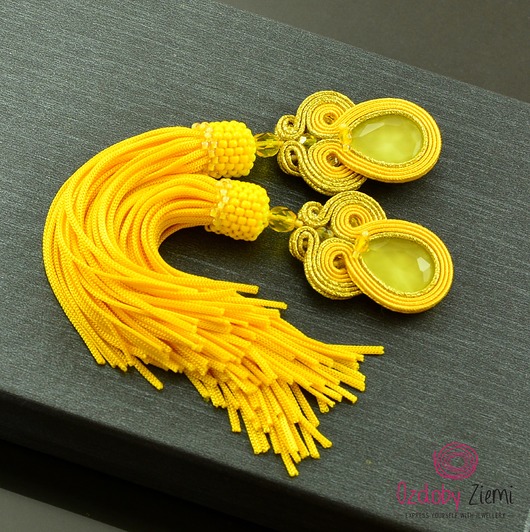 kolczyki soutache Żółte kolczyki sutasz Yellow Tassels