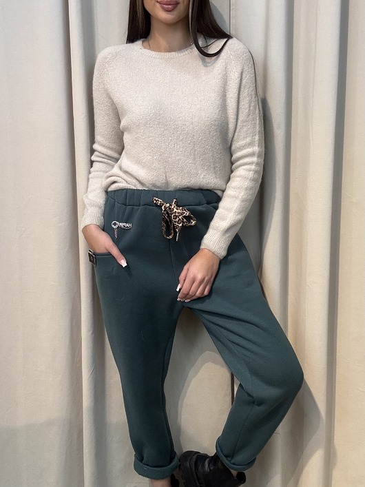 spodnie materiałowe damskie Spodnie z elementami panterki Marittimo