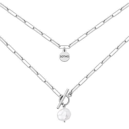 srebrne naszyjniki Srebrny masywny naszyjnik z perłą