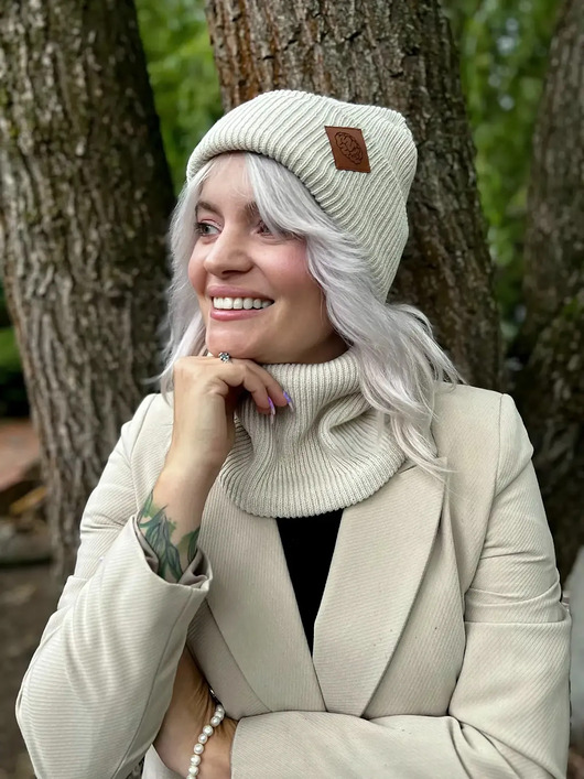 szale damskie Komin na szyję Jasny beż