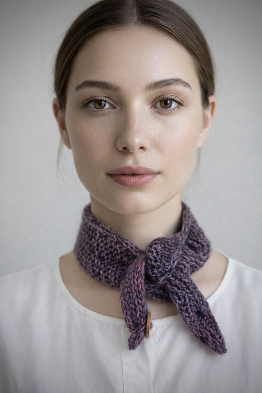 szale damskie Minimalistyczny krótki szalik wiązany ręcznie robiony