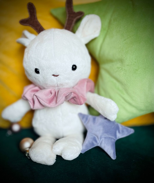 misie i maskotki Miękki pluszowy renifer Wanilka, żabka Bąbelka