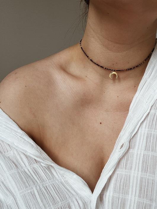 złote naszyjniki Naszyjnik Agat Brązowy Księżyc