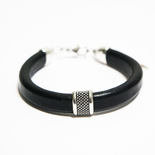 biżuteria męska Bransoletka skórzana - Czarna - prosta, unisex