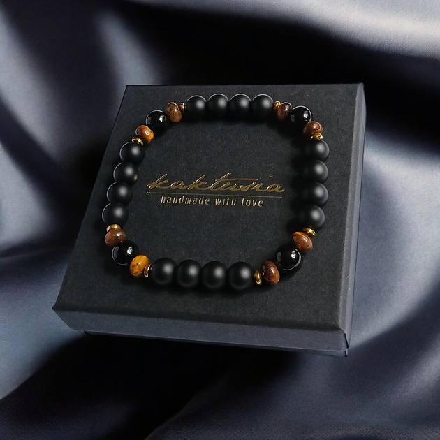 biżuteria męska ODWAGA, SIŁA, ENERGIA : onyks, tygrysie oko, hematyt