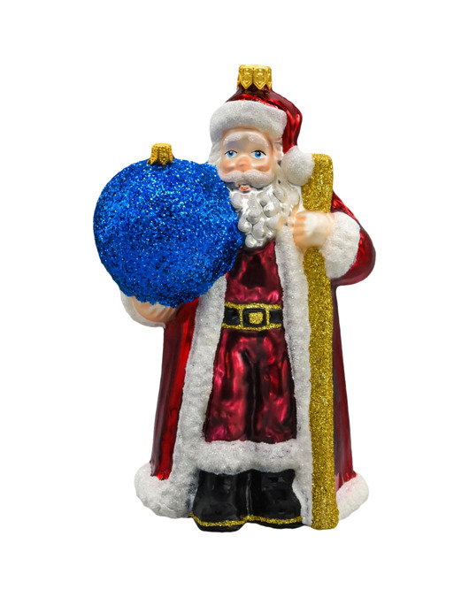 ozdoby choinkowe Bombka choinkowa: Święty Mikołaj z niebieską bombką