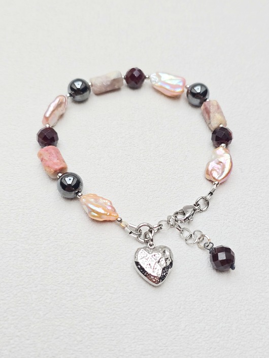 bransoletki z kamieni naturalnych Bransoletka Grafitowe Love