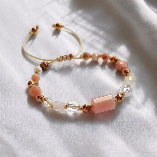bransoletki z kamieni naturalnych RADOŚĆ ŻYCIA - amulet - k. słoneczny, opal, k.górski, cytryn, k. różowy