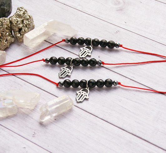 bransoletki z kamieni naturalnych Siła, moc, ochrona - onyks & hamsa
