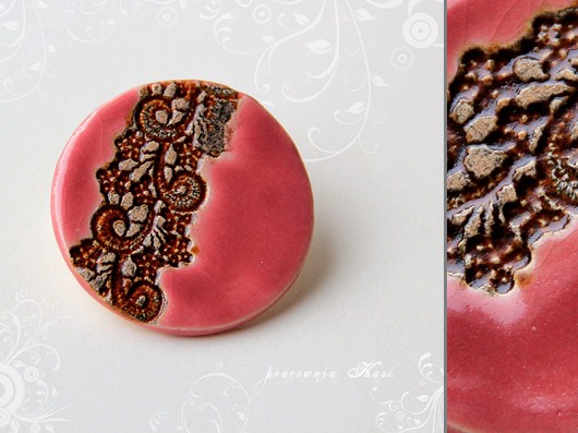 broszka pink&brown katha