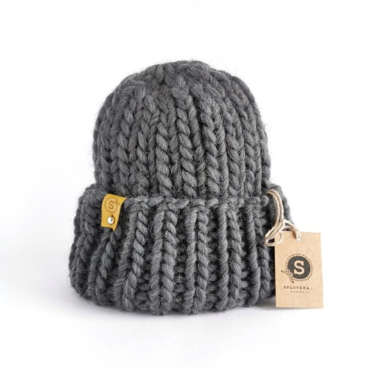 czapki damskie Wełniana czapka zimowa WOOLY grafit