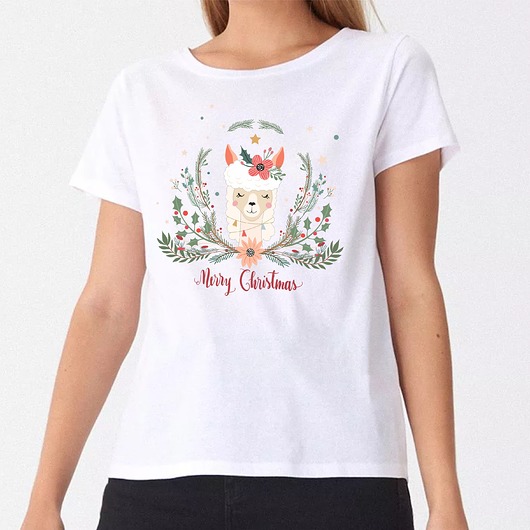 t-shirt damskie Koszulka  z nadrukiem Christmas Lama