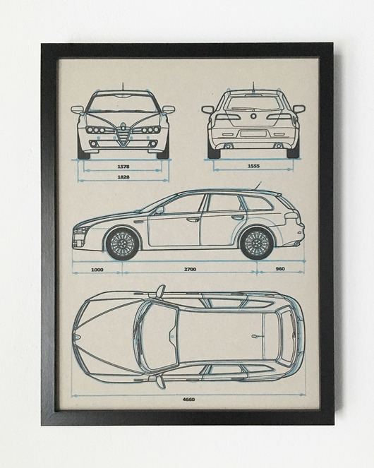 grafiki i ilustracje WYDRUK NA TEKTURZE 30X40 cm Alfa Romeo 159 kombi