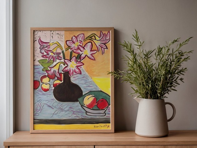 grafiki i ilustracje Kwiaty w wazonie grafika, kolorowa dekoracja ścienna, plakat,