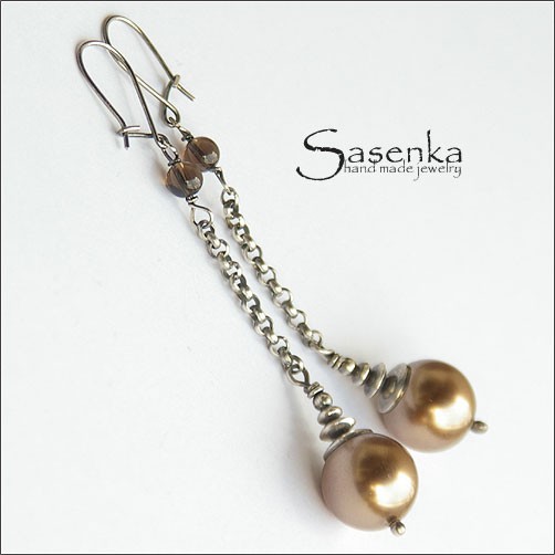 CRYSTAL PEARLS - BRĄZOWE sasenka