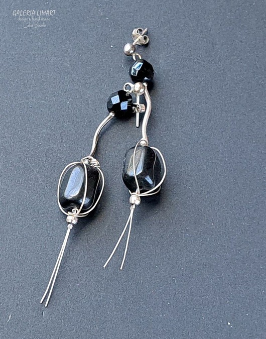 kolczyki z kamieniami Ekskluzywnie i onyksowo, urocze kolczyki handmade to super prezent xmas