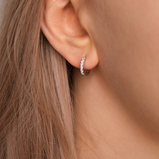 kolczyki srebrne Kolczyki kółka 13mm z cyrkoniami - srebro 925