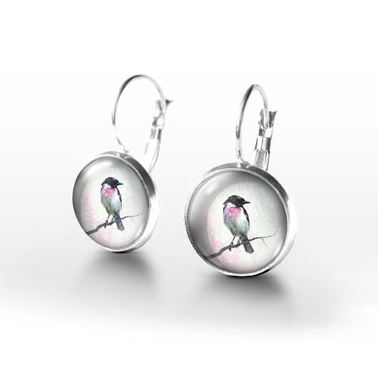 kolczyki szklane Kolczyki - Ptaszek